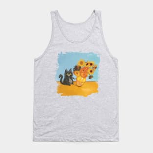 Van Gogh's Cat with Sunflowers Tank Top